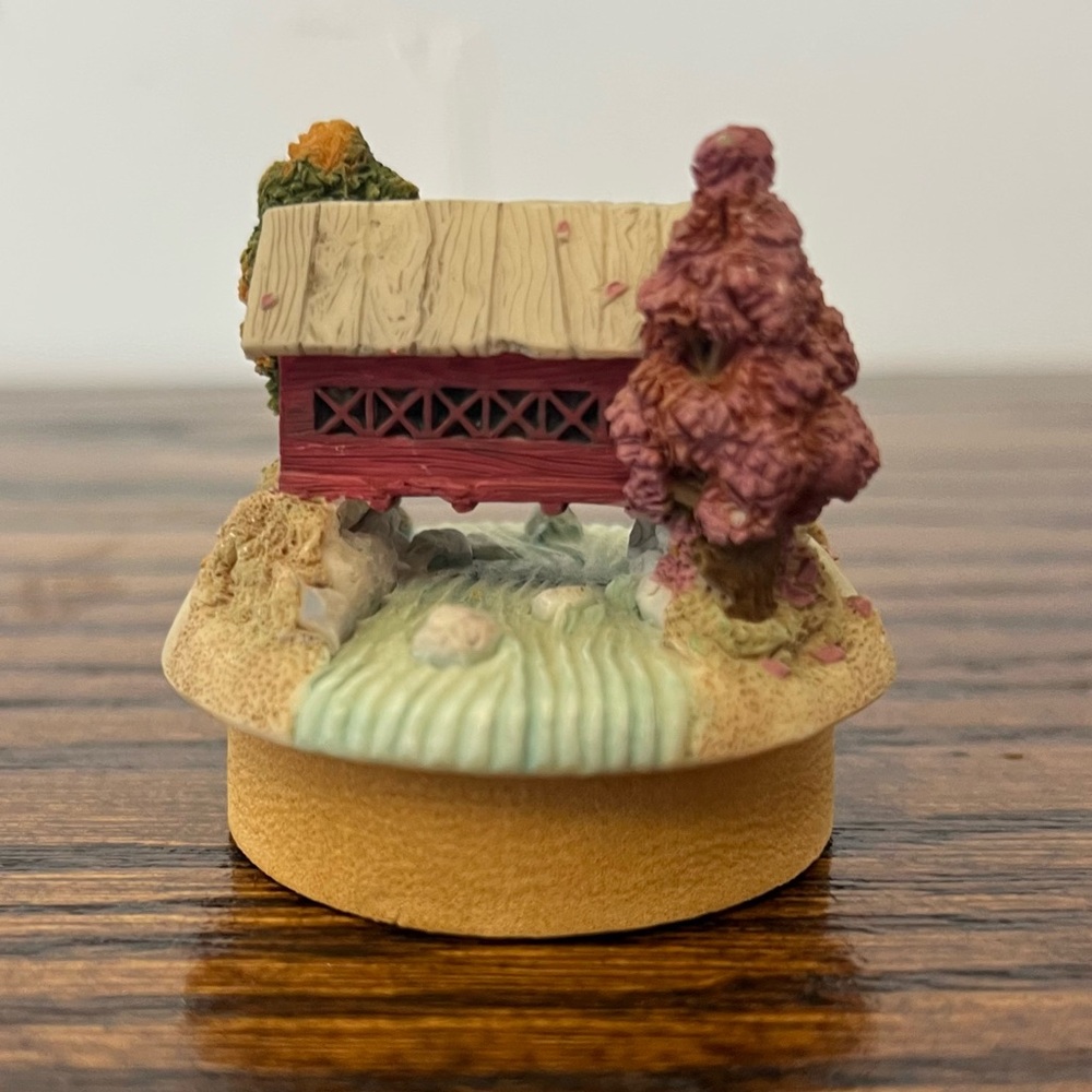 Our America Teeny Toppers Candle Topper Covered Bridge River Trees